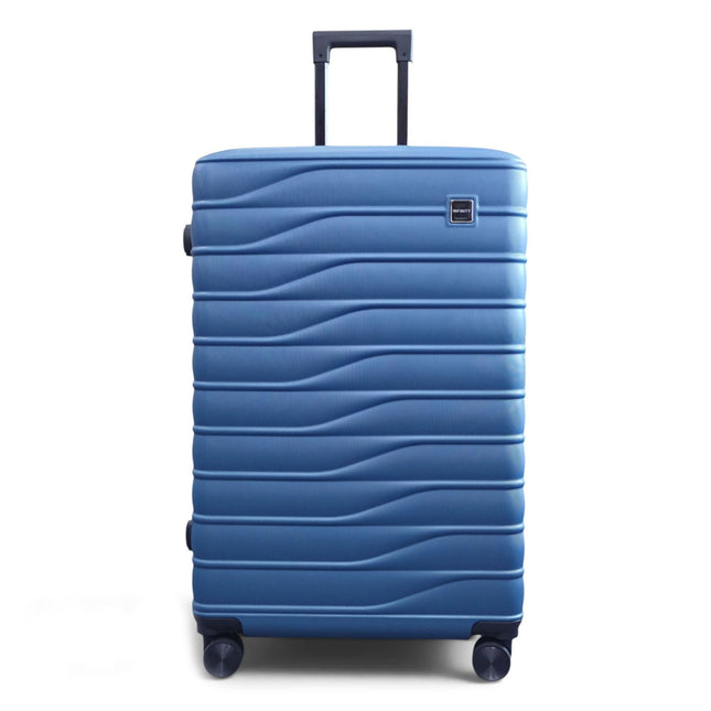 Hardshell Blue Suitcase Set Robust 8 Wheel Luggage Cabin Case Bag