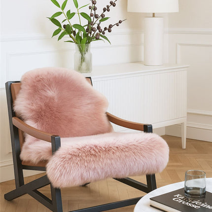 Genuine Rosa Pink Sheepskin Natural Silky Soft Fluffy Real Wool Rug