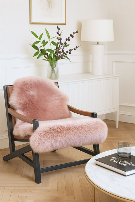 Genuine Rosa Pink Sheepskin Natural Silky Soft Fluffy Real Wool Rug