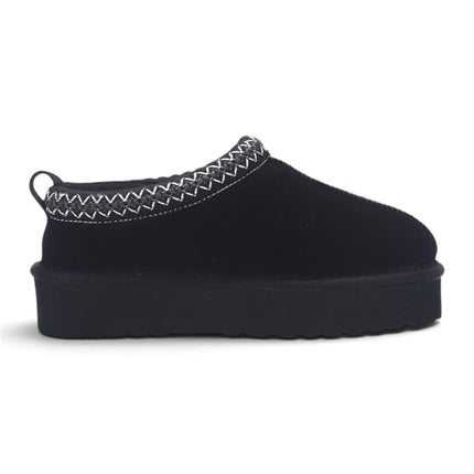 Women’s Black Genuine Sheepskin Real Fur Winter Platform Slippers - Polar