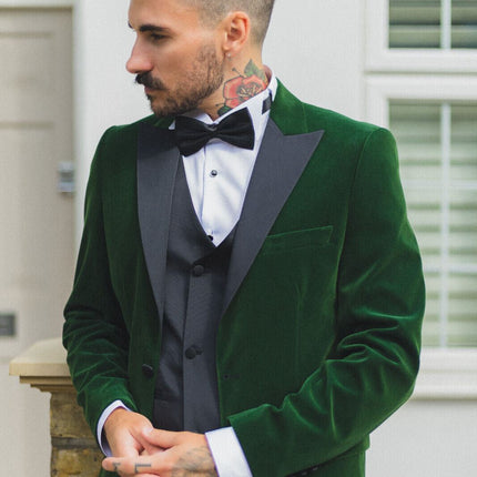 Mens Green Velvet Dinner Tuxedo Suit Jacket Blazer