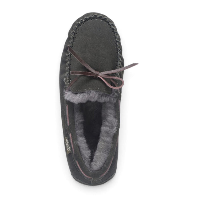 Women's Olive Green Genuine Sheepskin Moccasin Winter Slippers - Aspen