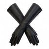 Womens Long Black Italian Leather Winter Soft Wool Lining Gloves