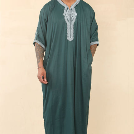 Men's Green Moroccan Thobe Jubba Robe Eid Djellaba Gandoura