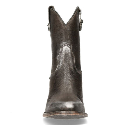 New Rock Black Leather Pointed Cowboy Boots - WSTM006-S1