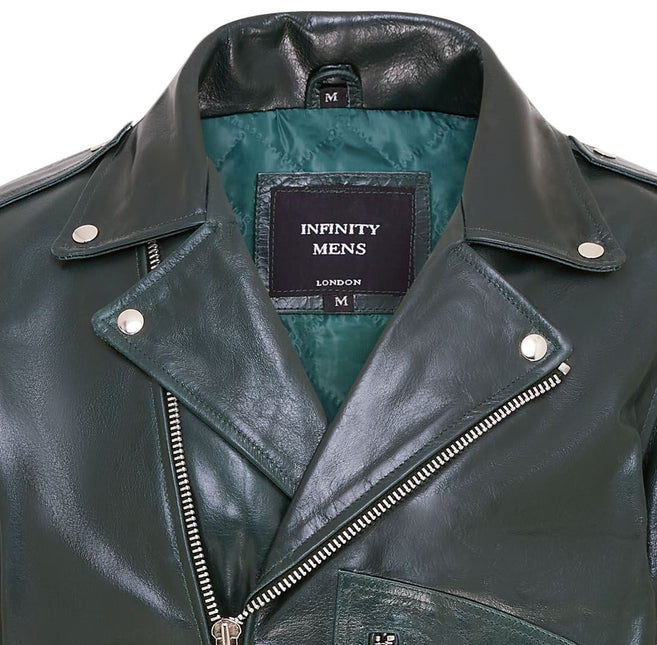 Mens Retro Brando Quilted Leather Biker Jacket Vintage Motorcycle Style