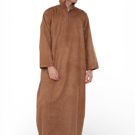 Men's Hooded Eid Camel Brown Moroccan Jubba Robe Ramadan Eid Thobe - HM12