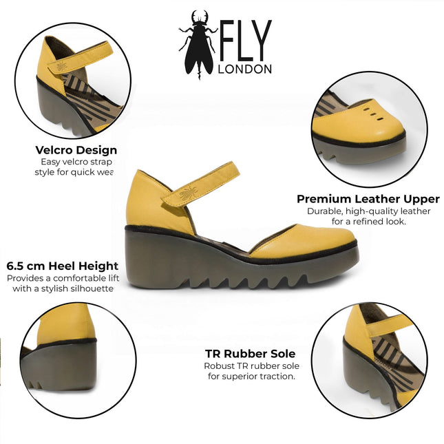 Fly London Women's Yellow BISO305FLY Suede Leather Wedge Sandals