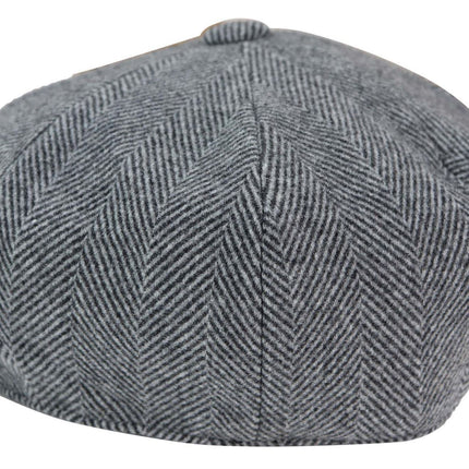 Mens Peaky Blinders Tweed Gatsby Flat Baker Hat With Razor Blade