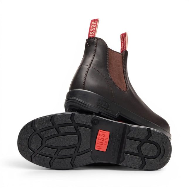 Rossi 404 Claret Brown Leather Outdoor Chelsea Boots - Spinifex