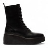 Fly London Womens Black Hait273 Leather Lace-Up Chunky Platform Ankle Boots