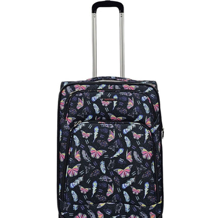 Lightweight Print Suitcases 8 Wheel Luggage Travel Soft Bags Set