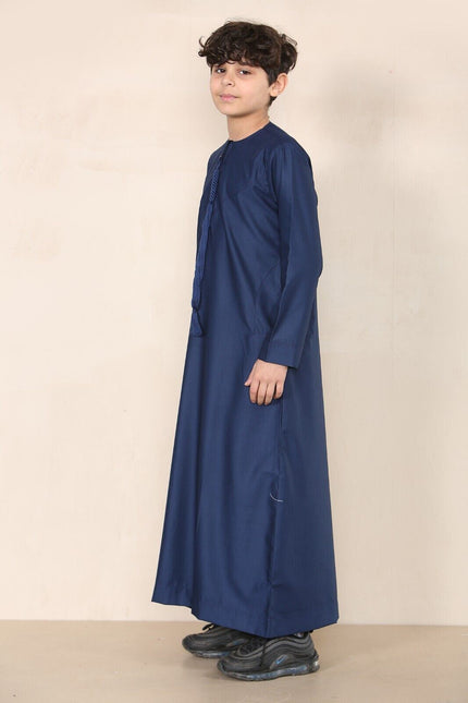 Boy's Kids Navy Blue Thobe Emirati Jubba Islamic Clothing Kaftan Eid String Tassel