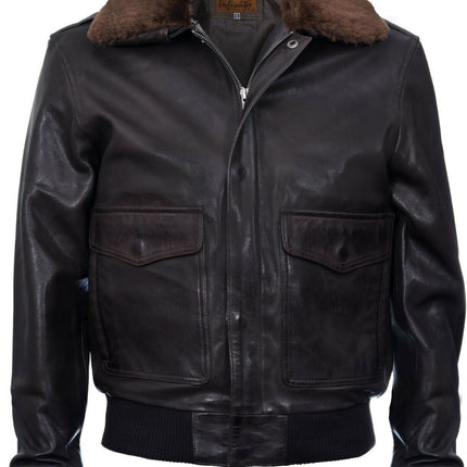 Men's Air Force A2 Brown Aviator Leather Bomber Jacket-Sao Paulo