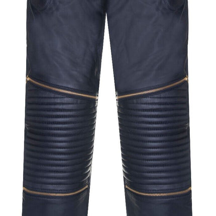 Mens Leather Zip Jeans-Ancona