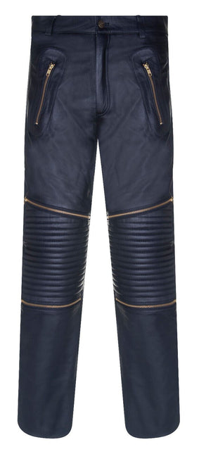 Mens Leather Zip Jeans-Ancona