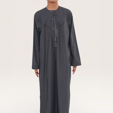 Kids Boys Eid Grey Moroccan Jubba Robe Djellaba Ramadan Eid Thobe - K-HM11