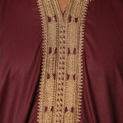 Men's Burgundy Moroccan Thobe Jubba Robe Eid Djellaba Gandoura