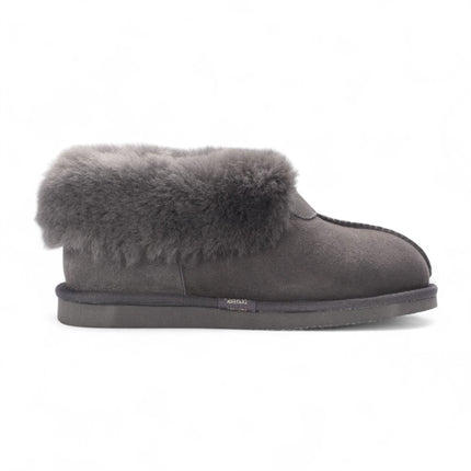 Women's Sheepskin Suede Ankle Grey Slip-On Bootie Winter - Glacier