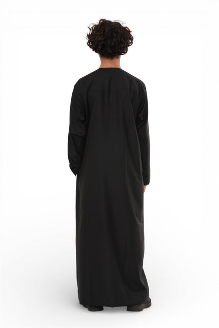 Kids Boys Eid Black Moroccan Thobe Robe Djellaba Ramadan Eid Jubba- K-HM10