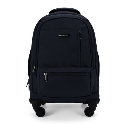 19" Black Wheeled Laptop Backpack Premium PU 4 Wheel Trolley Rucksack