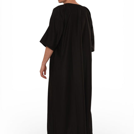Men's Ramadan Black Moroccan Gandoura Thobe Robe Djellaba Eid Jubba- TT-006