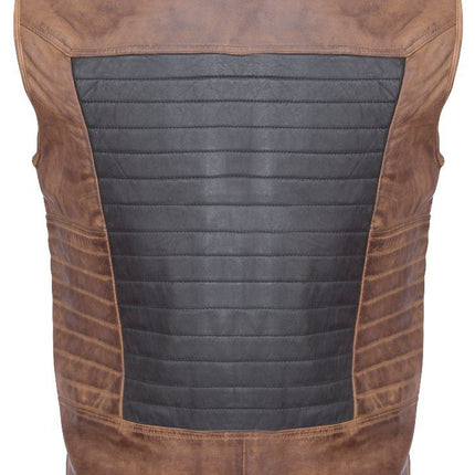 Mens Black/Brown Leather Gilet-Sheffield