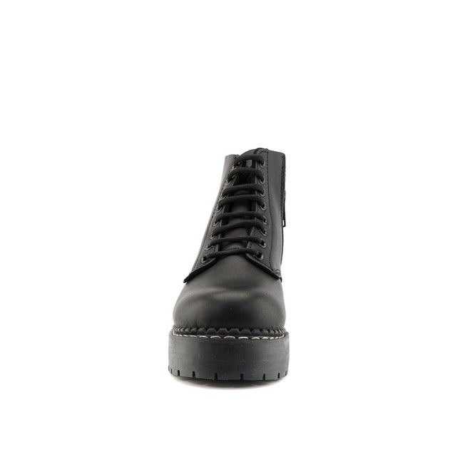 Grinders Unisex Black Chalie Acs Leather Ankle Casual Lace Up Boots