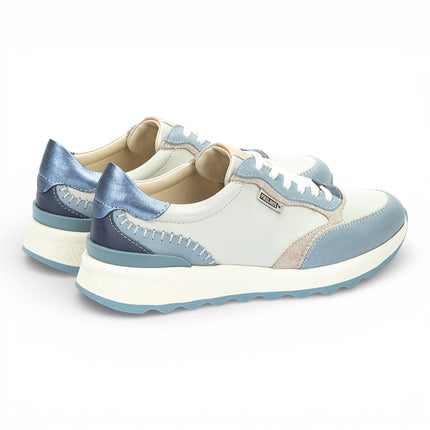 Pikolinos Women's Denim Blue Leather Lace Up Sneaker Trainers Shoes - Arrecife