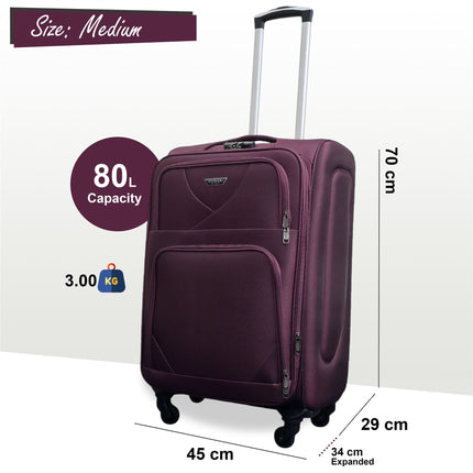 Soft Shell Lightweight Nylon Suitcase Set 4 Wheel Travel Case Holiday Bags