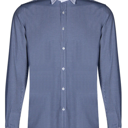 Mens Club Collar Navy Blue Shirt 1920s Peaky Blinders With Bar Poplin Pin Smart
