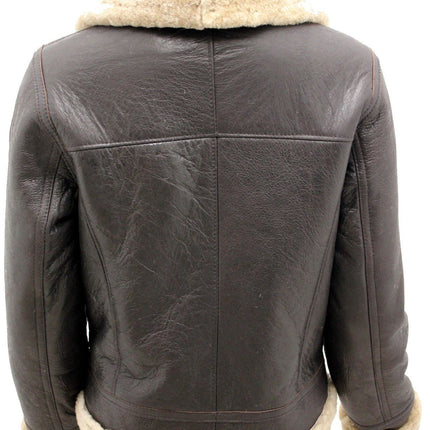 Womens Brown B3 Sheepskin Leather Flying Jacket-Kayseri