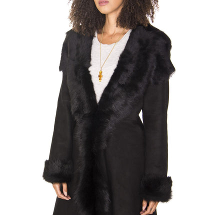 Womens Toscana Sheepskin Suede Trench Coat-Tbilisi