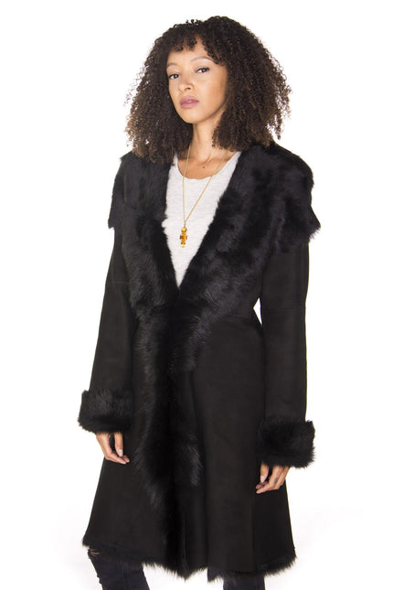 Womens Toscana Sheepskin Suede Trench Coat-Tbilisi