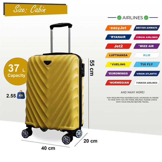 Strong Hard shell Suitcase 4 Wheel ABS Lightweight Cabin Luggage
