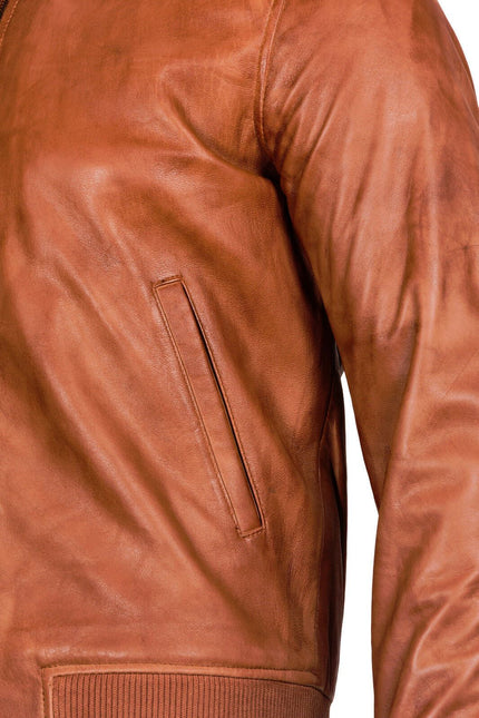 Mens Retro Varsity Leather Bomber Jacket-Pretoria