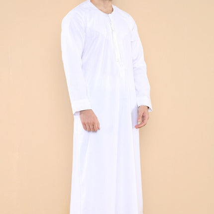 Mens White Thobe Jubba Saudi Islamic Arab Eid Emirati Kaftan Jubbah Tassel Robe