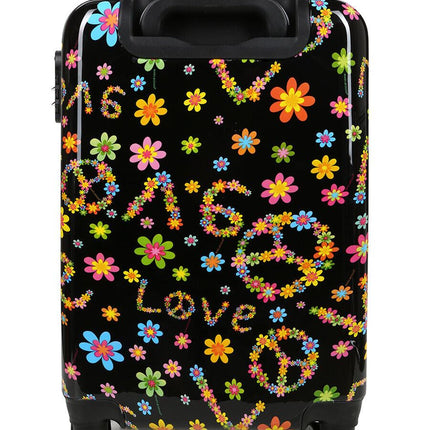 Hard Shell 4 Wheel Suitcase Print Luggage Cabin Travel Bag