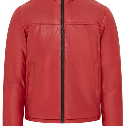 Mens Reversible Hooded Leather Jacket Premium Lambskin Napa