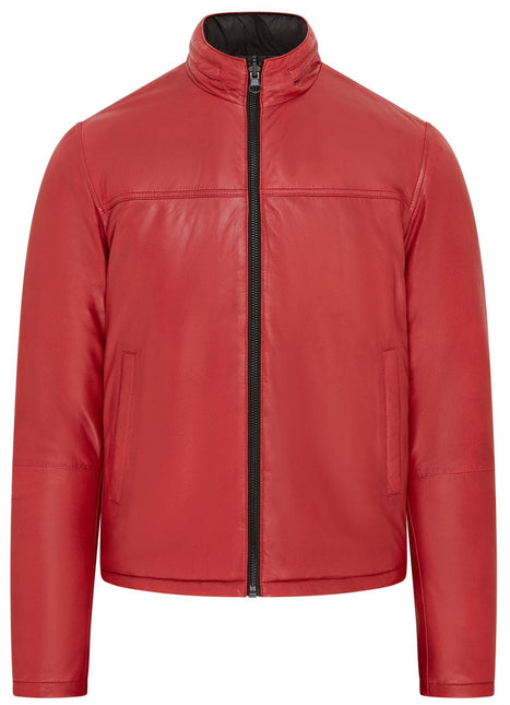 Mens Reversible Hooded Leather Jacket Premium Lambskin Napa
