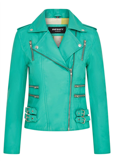 Womens Leather Brando Biker Jacket-Orlando