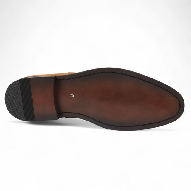 Men's Tan Suede Chelsea Boots Real Leather Lined Slip-On