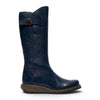 Fly London Womens Navy Leather Wedge Heel Knee High Long Boots - MOL2