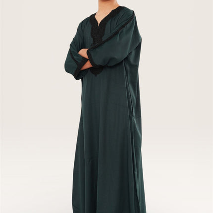 Kid's Boys Green Moroccan Thobe Jubba Robe Eid Djellaba Gandoura - K-HM62