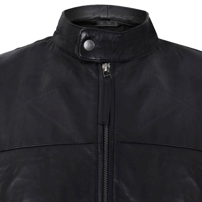 Mens Retro Leather Biker Jacket-Amsterdam