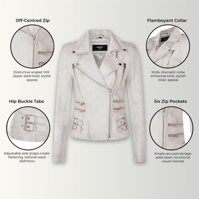 Womens Leather Brando Biker Jacket-Orlando
