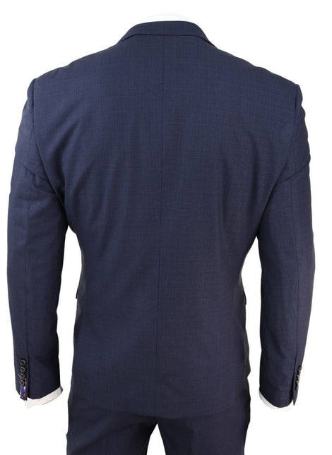Mens 3 Piece Navy Blue Tailored Fit Retro Classic Suit