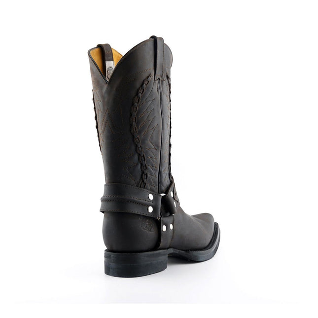 Grinders Mens Brown Leather Cowboy Boot - Galveston
