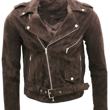 Mens Goat Suede Leather Brando Biker Jacket-Melbourne