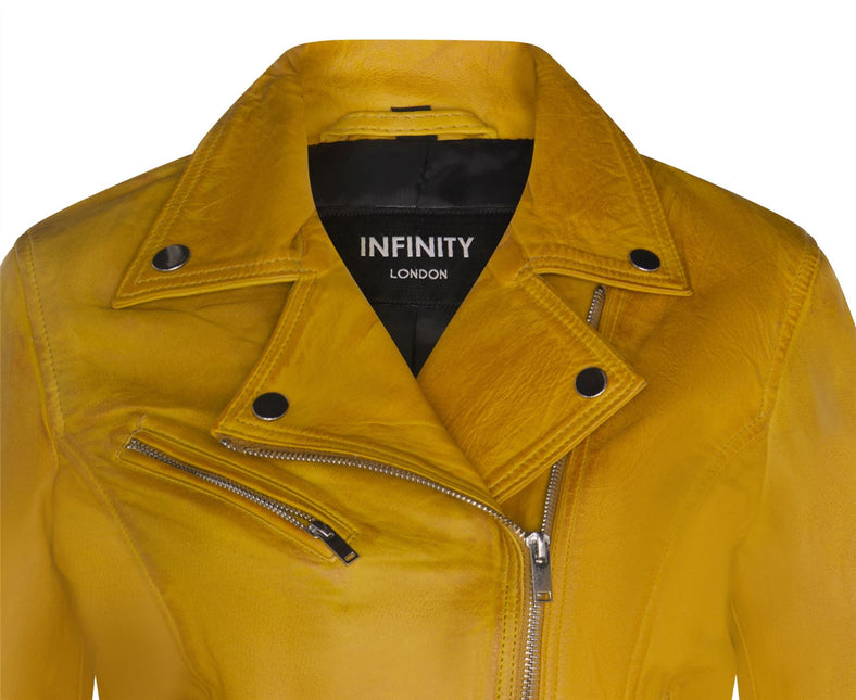 Womens Leather Classic Biker Brando Jacket-Baku